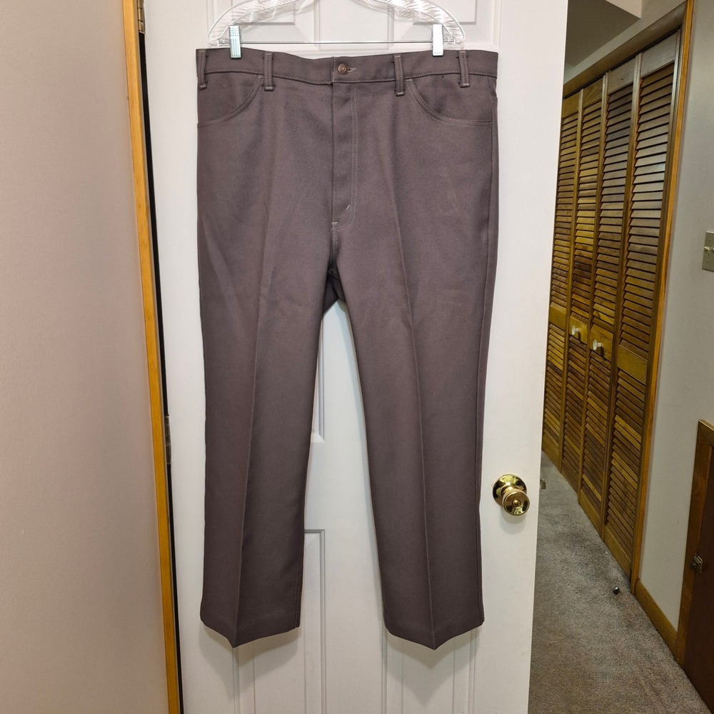 Vintage Levis 517 Sta-Prest Brown Bootcut Slacks Pants 42x30 Made in USA 90s